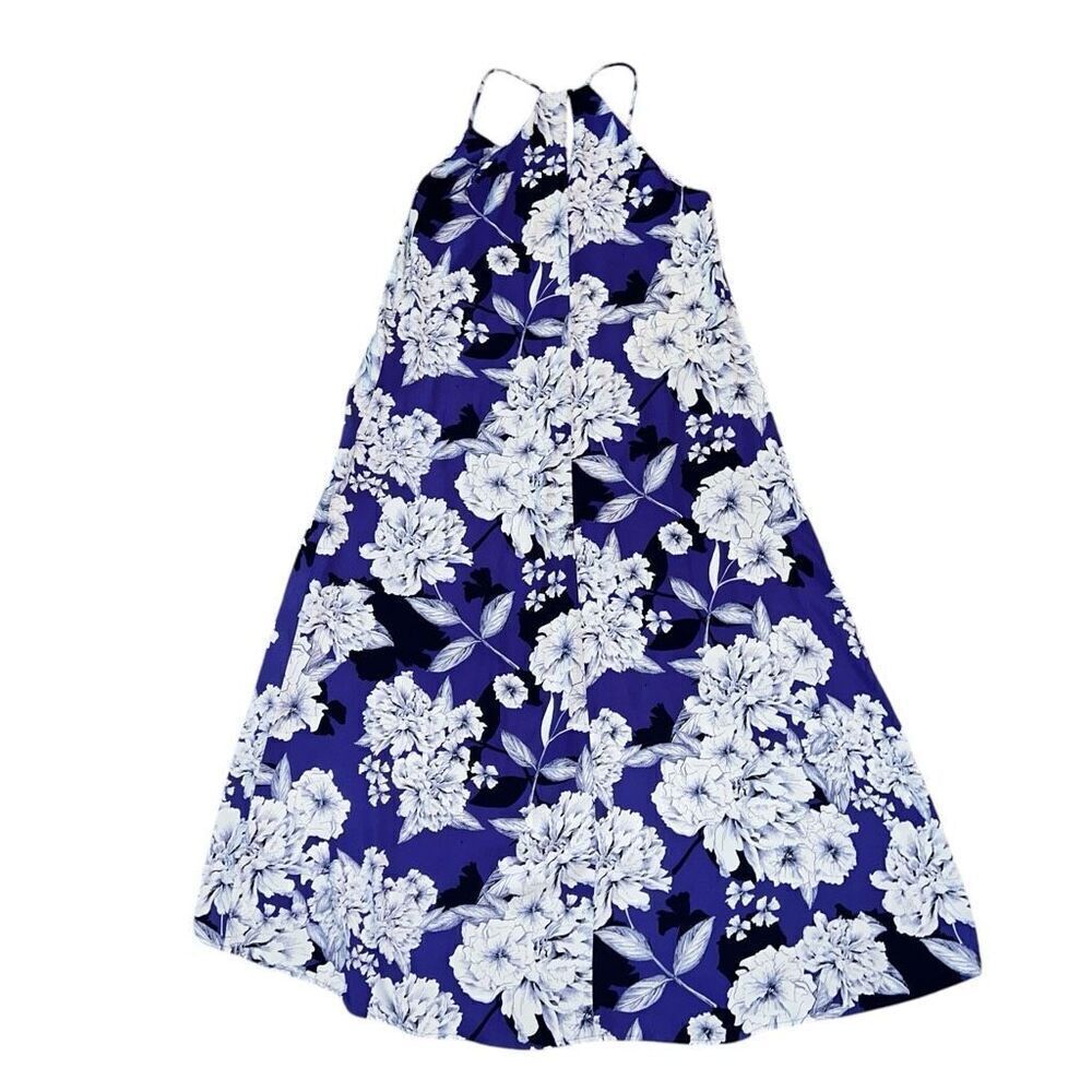 TAHARI Blue Floral Sleeveless Maxi Dress Size S - Picture 2 of 9